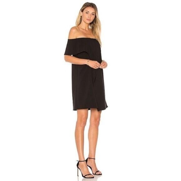 Halston Heritage Black Draped Off-Shoulder Dress - Picture 1 of 4